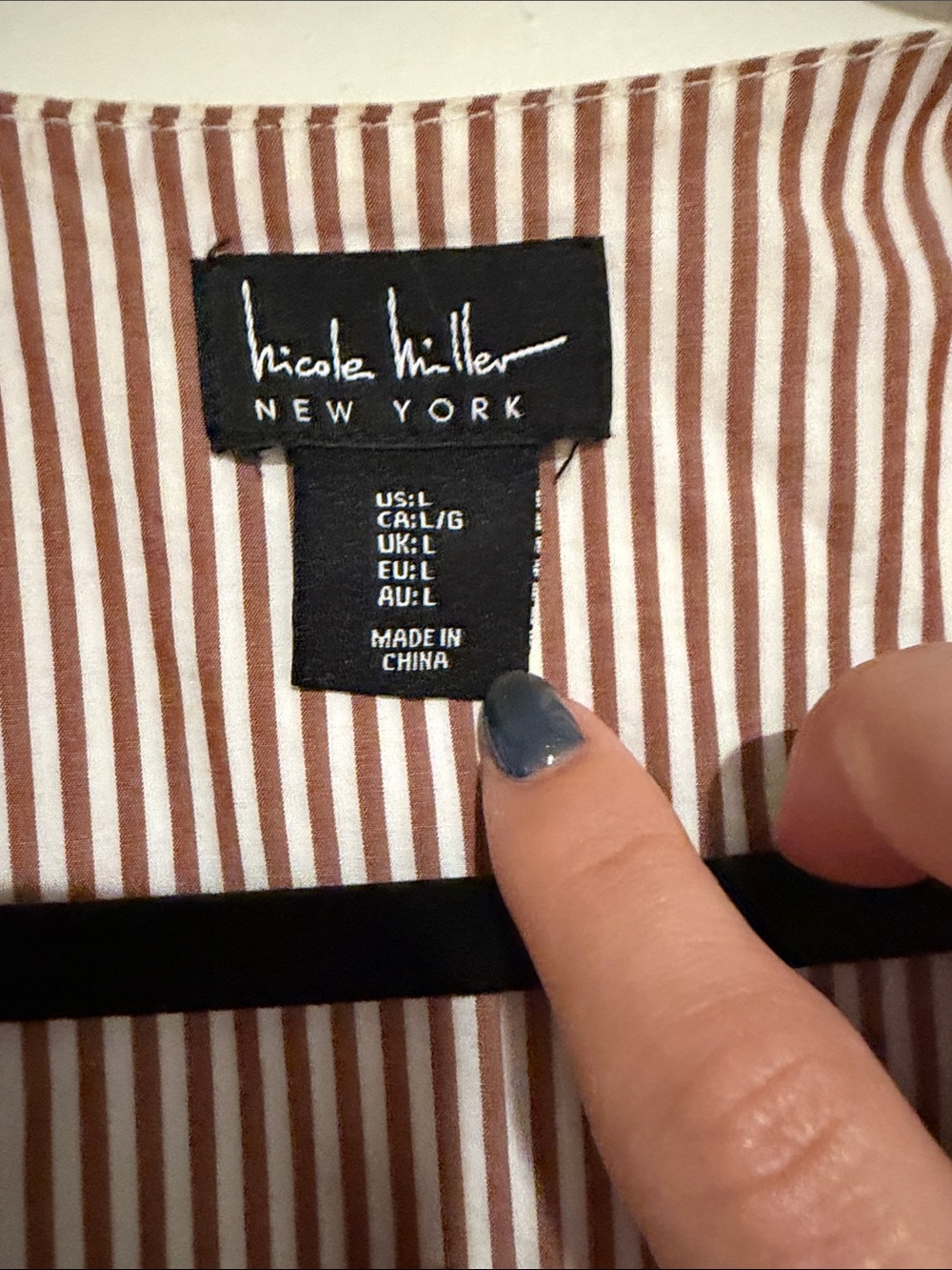 Nicole Miller Smocked Striped Midi Dress— Size Large - Picture 2 of 5